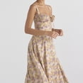 thumbnail image 4 of Vestido Midi Vestido Vestido Midi Bandage para mujer Vestido de fiesta sin mangas con estampado floral (Amarillo XL) Kuymtek para Mujer Amarillo T S, 4 of 6