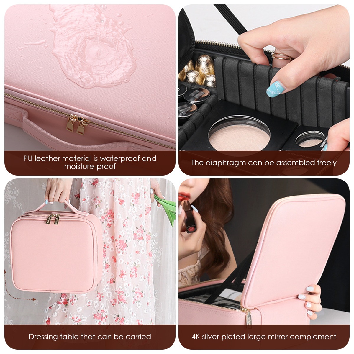 ELITEHOME PVC Multi-purpose Cosmetic Bag for Women & Girls With Handle  Makeup bag for Travel