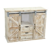 Nearly Natural 38 Wide Beige Double Door Farmhouse Console