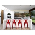 thumbnail image 5 of Leejay Red 24 inch Low Back Counter Height Metal Barstool with Vegan Leather Seat, Set of 6, 5 of 5