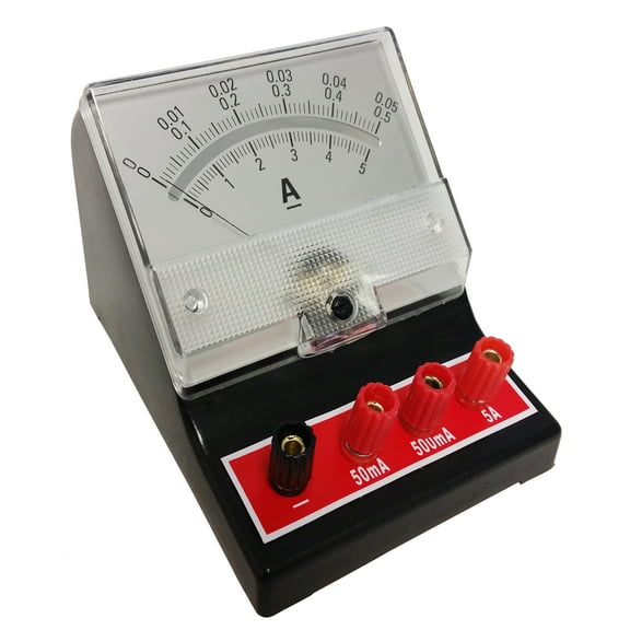 Ammeter Analog, 0mA to 50mA, 0mA to 500mA, 0A to 5A; DC