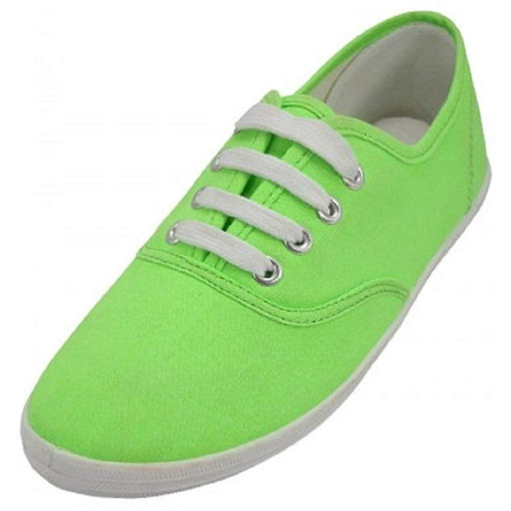 neon green canvas shoes