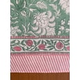thumbnail image 2 of Ridhi - Mint Green Pink and White 60x90 Inch rectangle Cotton indian block print reusable tablecloth, 2 of 3