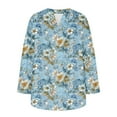 thumbnail image 4 of BangWanChi Women's Long Sleeve V-Neck Button Shirts Casual Printed Loose Fall Tops, 4 of 4