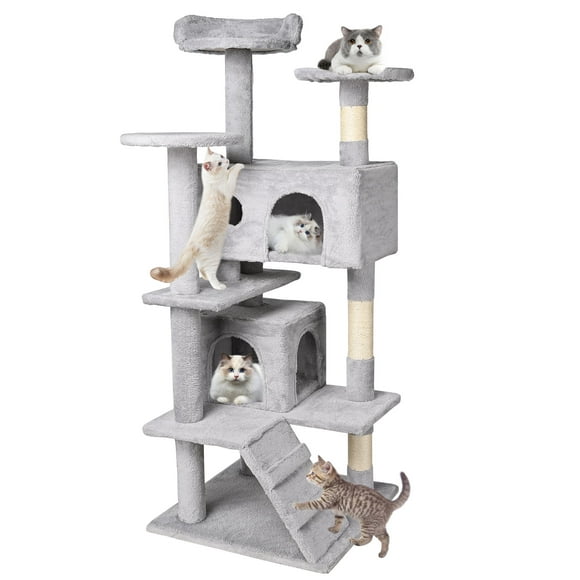 50 inch Cat Tree Tower Multi-Level Condo, Plush Perch with Scratch Posts for Kittens Pet House Play Furniture