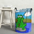 thumbnail image 3 of DouZhe Waterproof Collapsible Large Laundry Baskets, Cartoon Fishing Frog Prints Circular Hamper with Handles, 3 of 7