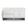 thumbnail image 4 of 59.1" Buffet Cabinet with 3 Drawers & 4 Doors, Multi-Functional Storage Buffet with Adjustable Shelf and Open Storage Compartments, Suitable for Dining Room, Living Room, Entryway, White, 4 of 9