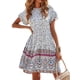thumbnail image 4 of SAYOO Vestido de manga corta para mujer, estampado floral vintage, cuello redondo, botón trasero, vestido de playa de vacaciones de verano SAYOO  Moda, 4 of 6