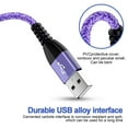 thumbnail image 5 of Micro USB Cable 6ft 4pack,USB A to Micro USB Cable Nylon Braided Phone Cables Adapter Micro USB Charging Cable USB Charger Cable Android Charging Cable Cords USB to USB Micro Cable 6ft,Purple, 5 of 6