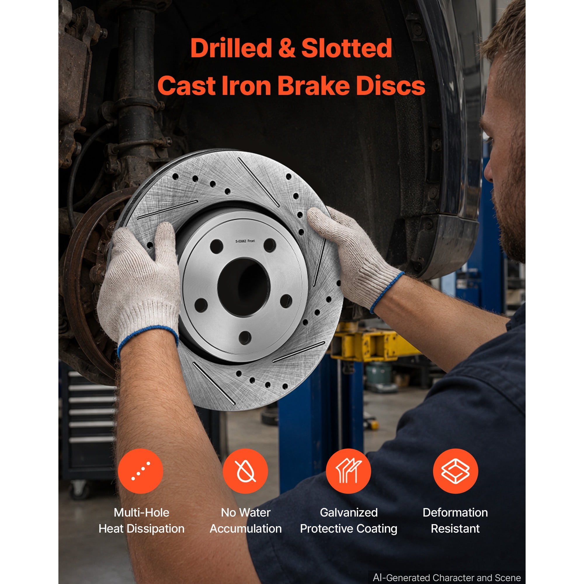 KFFKFF Front and Rear Brake Kit with Ceramic Brake Pads and Drilled Slotted Rotors, Compatible with 2011-2020 Dodge Durango 3.6L, 2011-2014 Jeep Grand Cherokee 3.6L 5.7L
