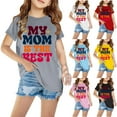 thumbnail image 4 of AJTQTH My Mom is the Best Cute Kids Boys Girls Summer Short Sleeve Round Neck Graphic T-Shirts Loose Fit Casual Holiday Gift Tees Tops Mother's Day Outfit Clothes Black 7 Years, 4 of 4