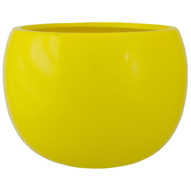 5.25” Yellow Glossy Ceramic Flower Pot