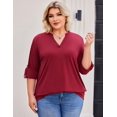 thumbnail image 4 of Zeagoo Womens Plus Size Long Sleeve Tops V Neck Plaid Roll Up Shirts Basic Casual Work Blouses, 4 of 6