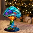 thumbnail image 2 of Stained Glass Plant Table Lamp 5.9" Colorful Mushroom Table Lamp Bedside Night Light For Bedroom Living Room Home Office Decor, 2 of 9