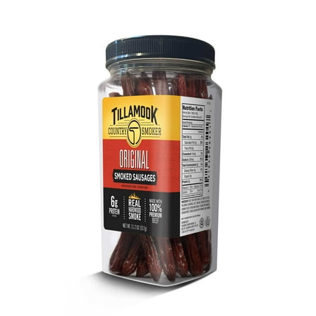 Tillamook Country Smoker Real Hardwood Smoked Original Sausages Resealable Jar - Square