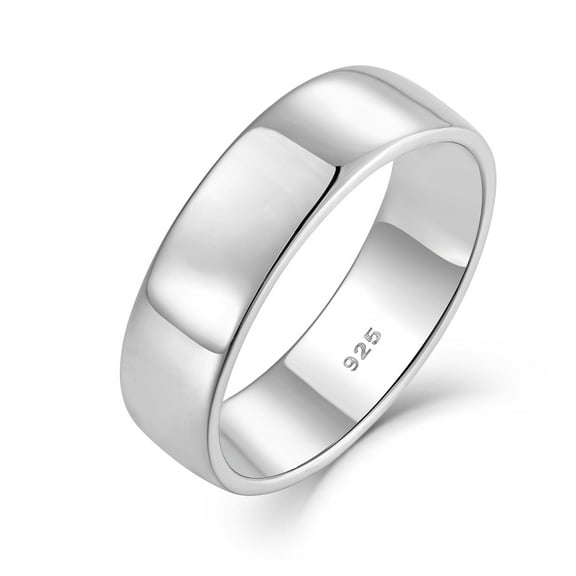 Starchenie Solid 925 Sterling Silver Ring for Men & Women 6mm High Polish Wedding Band Size 8