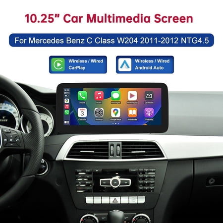 10.25 Inch Touch Screen Wireless CarPlay Android Auto Car Multimedia Dispaly for Mercedes-Benz C Class W204 S204 2011-2014 NTG4.5/4.7