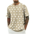 thumbnail image 1 of Chemise à Manches Courtes pour Hommes, Mélange Coton Lin Polyester, Haut Décontracté Respirant à Col Rond Imprimé, Léger pour le Printemps et l'Été en Plein Air, 1 of 5