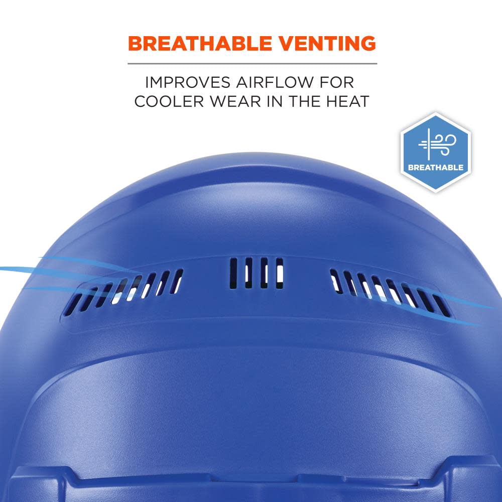 Skullerz 8966 Class C Lightweight Cap-Style Hard Hat, Adjustable Venting, 6-Point Rachet Suspension, Blue