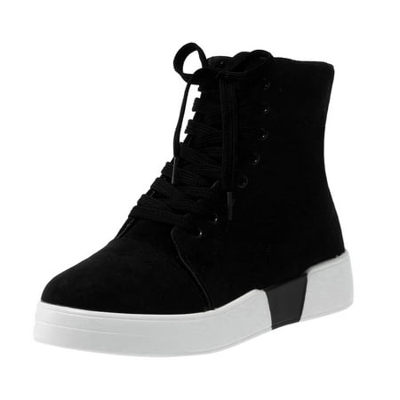 

Sneakers for Women Womens Lace Up Sneakers High Top Fashion Sneakers Ankle Booties Casual Shoes Skate Shoes Womens Sneakers Flock Black 40