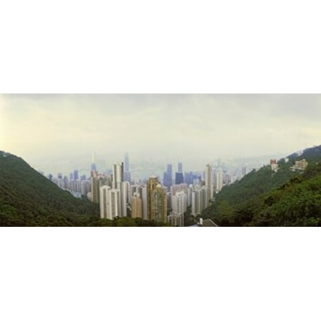 Skyscrapers in a city Hong Kong China Canvas Art - Panoramic Images (15 x
