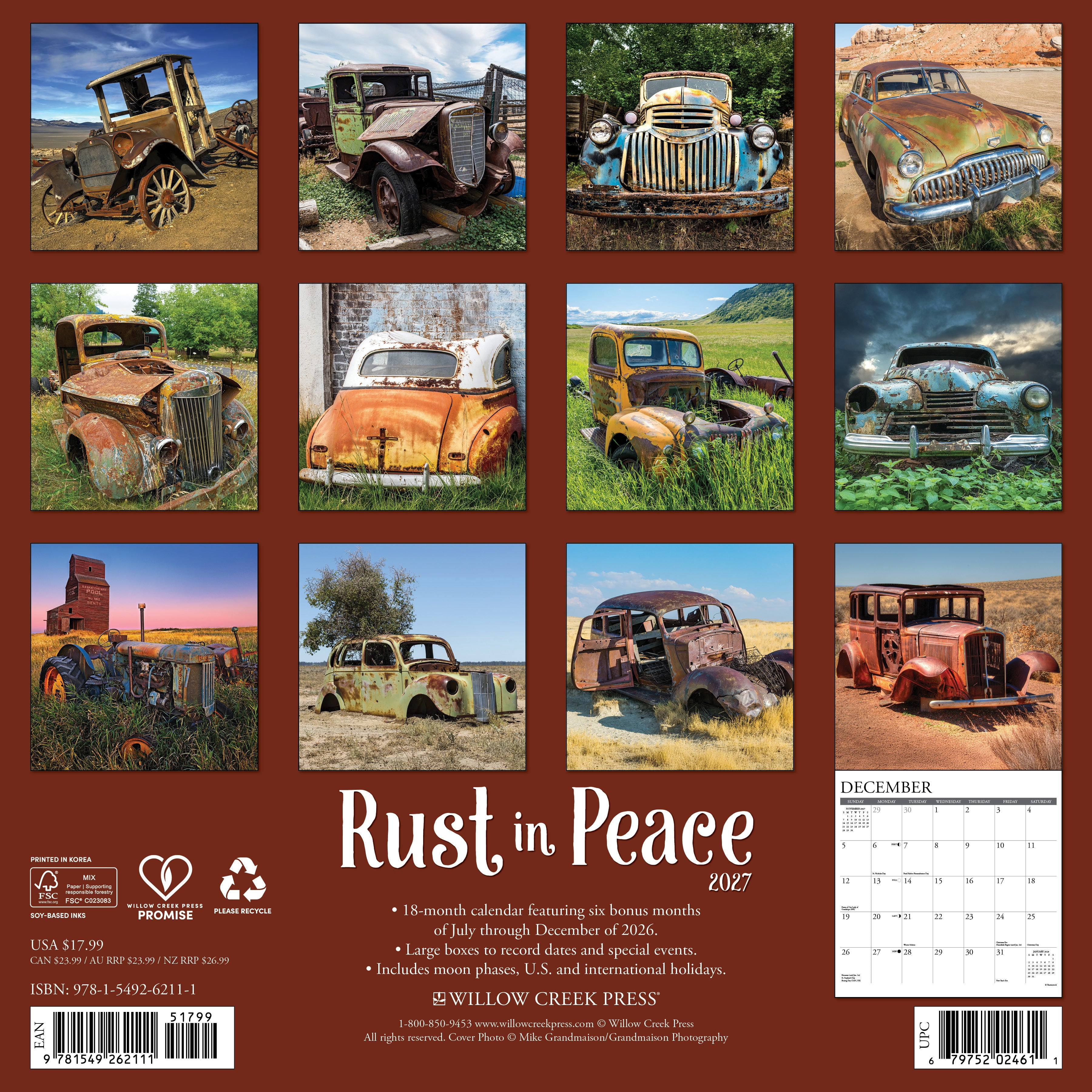 Willow Creek Press, Rust in Peace 2027 Wall Calendar