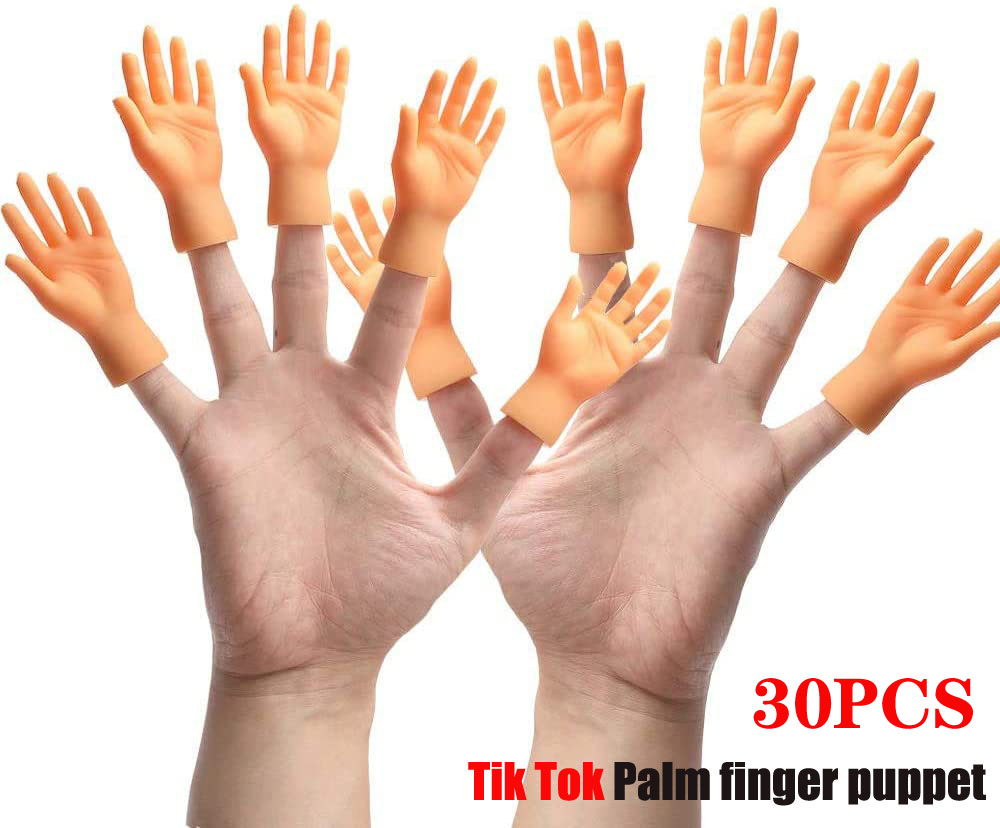 Autrucker Tiny Hands 30 Pieces Tiktok Miniature Tiny Hands Finger  Puppets（15 Left & 15 Right Hands）
