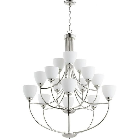 Transitional Fifteen Light Chandelier-Polished Nickel Finish Bailey Street Home 183-Bel-2534789