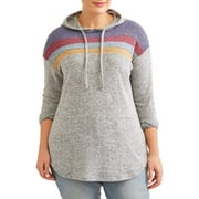 Juniors' Plus Size Rainbow Brushed Hacci Hoodie