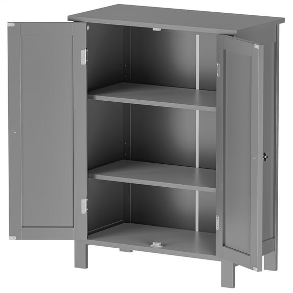 CZMDZH Modern Bathroom Floor Storage Cabinet with Adjustable Shelf and Double Door Rust Proof, Living Room Modern Home Furniture Storage Organizer Cabinet, Grey
