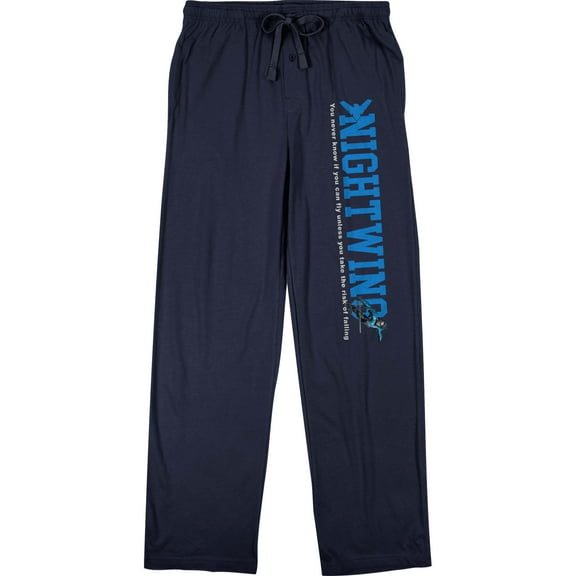 Batman Nightwing You Never Know if You Can Fly… Men's Navy Blue Graphic Sleep Pajama Pants-Large