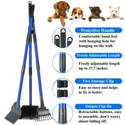 LANNEY Pooper Scooper, Heavy Duty Dog Poop Scooper Set with Tray Rake and Spade for Large Medium Small Dogs, Over 37 Adjustable Metal Long Handle Portable Poop Scoop Pet Waste for Yard Grass Gravel