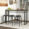 thumbnail image 3 of Seizeen Dining Table Set Counter Height, Retro Bistro Bar Table Set for 3, High Top Pub Table with 3 Cushioned Stools, Space-Saving Dining Room Set Large Weight Capacity, 3 of 14