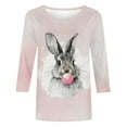 thumbnail image 5 of Easter Day Tshirts Women Funny Festive Bunny Print Top 3/4 Sleeve Round Neck Blouse Easter Day Holiday Shirt Tees V Neck Tops My Items, 5 of 5