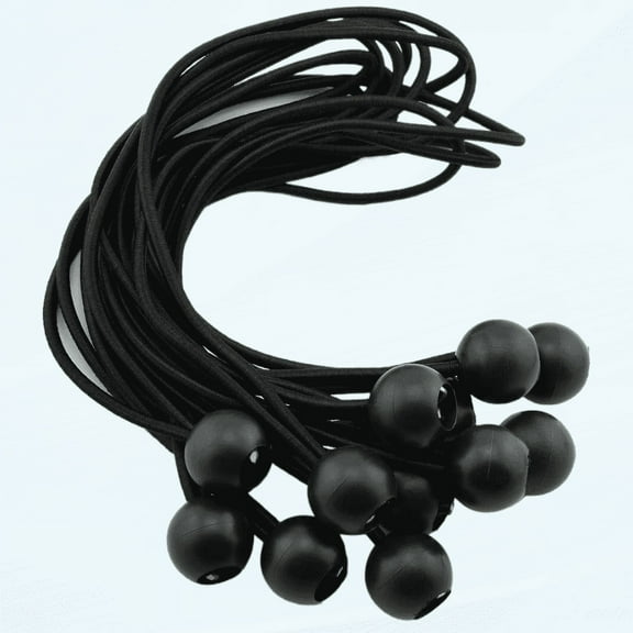 12pcs 12 Inches (30cm) Ball Bungee Cords Black Elastic String Canopy Tarp Tie Down Straps Tent Fix Rope