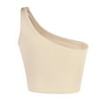 thumbnail image 4 of Lufly Vest for Women Casual Sexy Solid Color Sleeveless Cold Shoulder Casual Tank Tops,Beige,XL, 4 of 5