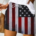 thumbnail image 2 of XIAfhje Shorts For Women Flag Print Casual Loose Independence Day Shorts Stretch High Waist With Drawstring Short Pants Wide Leg Shorts Vacation Trendy Shorts With Pockets, 2 of 4