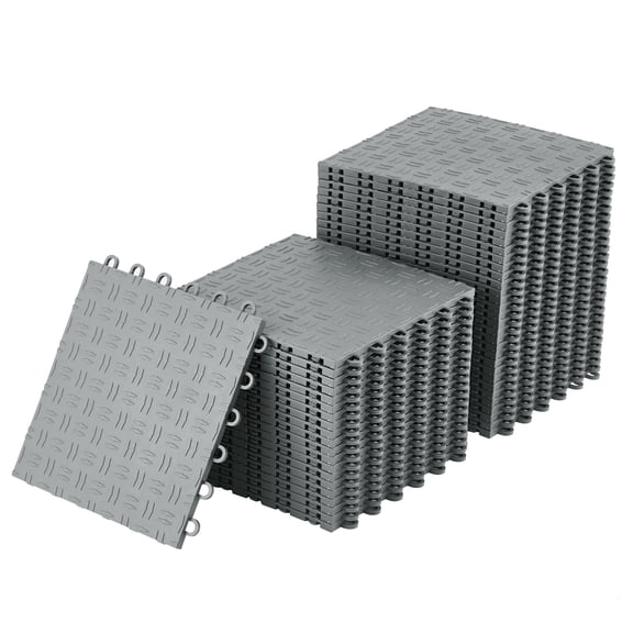 Kselythan 100-Pack 12" x 12" Interlocking Garage Floor Tiles, Heavy-Duty Double-Sided Non-Slip PVC Flooring for Garage, Basement, Workshop & Repair Shop