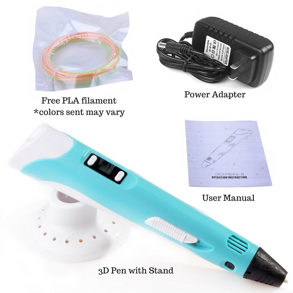 New and Improved 3D Pen Printer Drawing Doodler, Graffiti Arts & Crafts,  Easy LCD Screen with Free Filament, Kids Gift or Toy, Plus Extra Filament