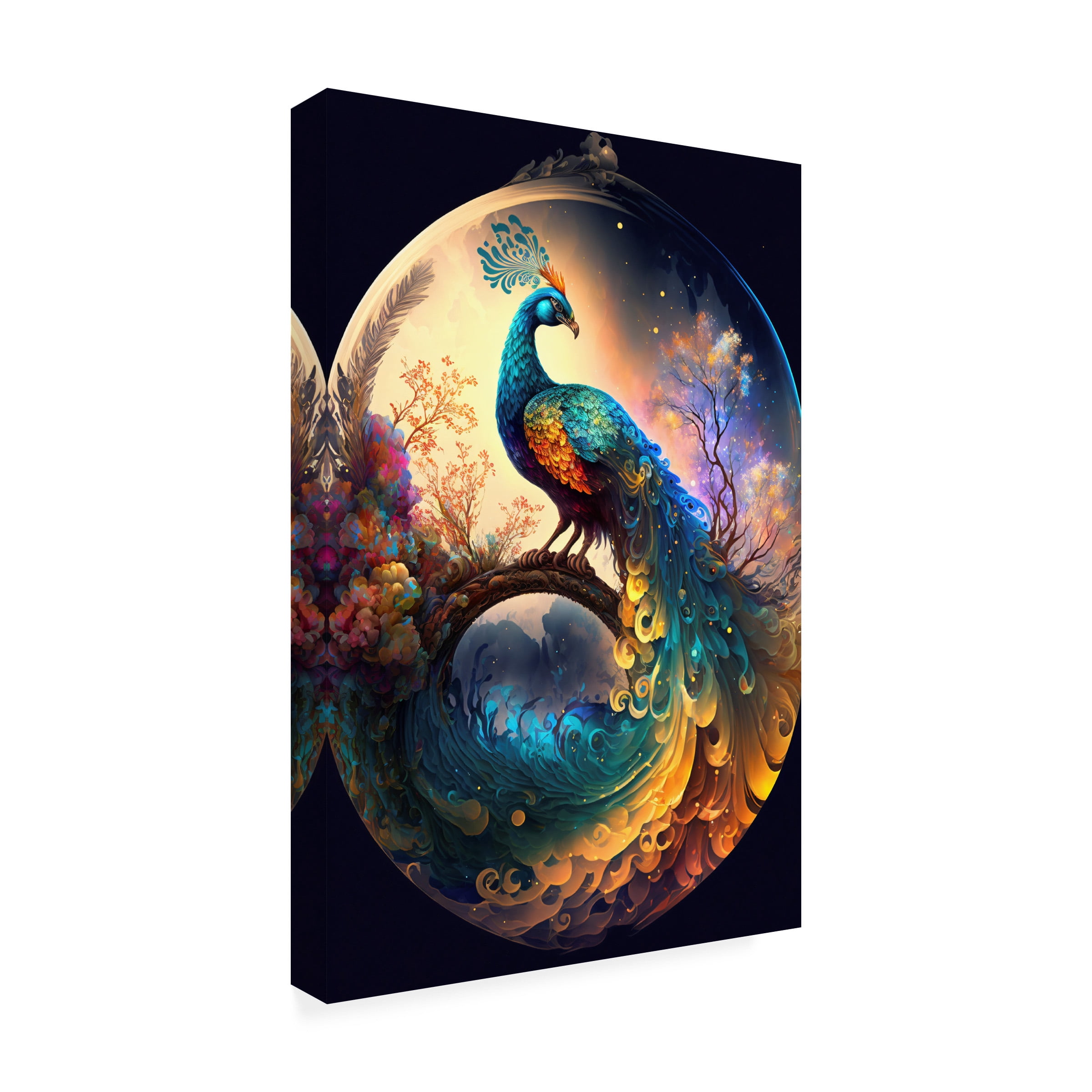 Canvas Wall Art - Ray Heere 'Proud Peacocks 15' Wall Art for Living Room, Bedroom, or Office DÃ©cor by Trademark Fine Art - 30 x 47 Inches