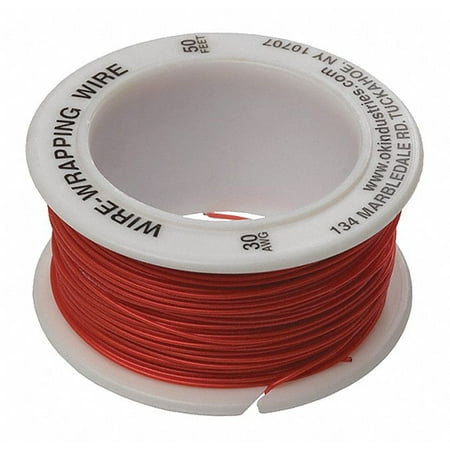 Ok Industries Wire Wrapping Wire,30 AWG,Red,50ft R-30R-0050