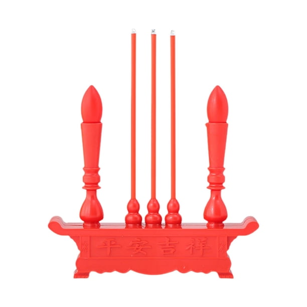 Quemador de incensario budista ornamento antiguo, soporte de incensario eléctrico, quemador de incensario electrónico LED para el hogar de adoración d Rojo