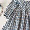 thumbnail image 4 of Korean Children's Dress 2-7 Y Spring Girls Plaid Lace Collar Princess Dress Cute Flying Sleeve Kid's Clothes, 4 of 6