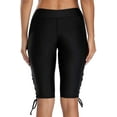 thumbnail image 7 of Women Lace Up Swim Shorts Long Board Shorts High Rise Swim Capris Bottoms, 7 of 7