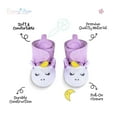 thumbnail image 3 of Rising Star Baby Booties Girls 0-3 Months, 100% Cotton (Purple Unicorn - Stars), 3 of 7