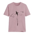 thumbnail image 4 of Fgnfyis Hauts pour Femmes T-Shirt Court Chemise Décontractée Tunique à Manches Imprimé Col Rond Lettres Hauts Blouse T-Shirts à Manches Courtes pour Femmes Rose P, 4 of 4