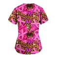 thumbnail image 4 of Xfvqtps Scrub Tops for Women Pink Ribbon Breast Cancer Awareness Scrubs Comfortable Lightweight Nursing Uniforms V-neck Short Sleeve Nurse Top Working Uniforms with Pockets Pink, 4 of 4