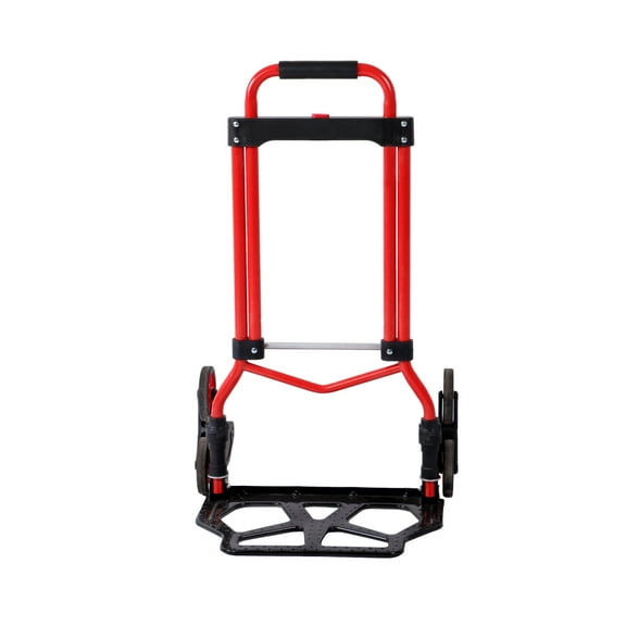 findmall Flat 330lbs Folding Stair Trolley Carbon Steel Red 4" TPR Wheels