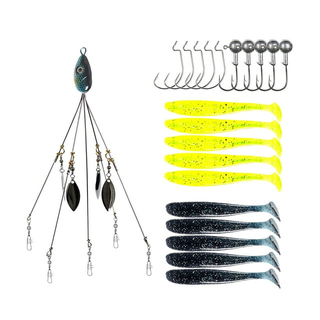 Aparejo De Para Señuelo De Pesca De Lubina Striper Cebo Para Lucio Lucioperca Tipo De Cola Un señuelo de pesca Rig