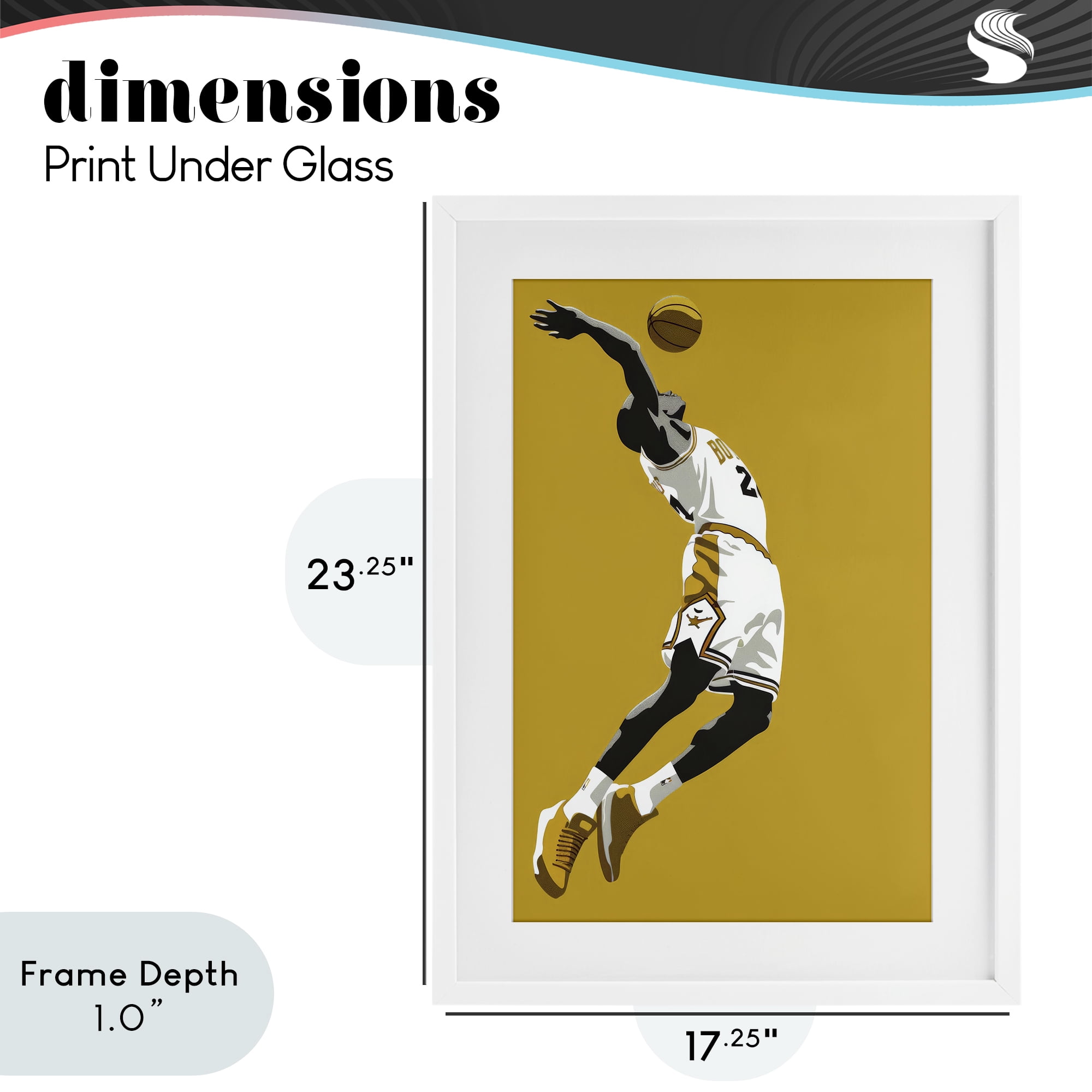 Stupell Industries Iconic Basketball Dunk White Framed Print Under Glass, design by Ray Powers